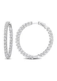 Lab Created 8.40 ct. t.g.w. Created White Sapphire Inside-Outside Hoop Earrings in Sterling Silver