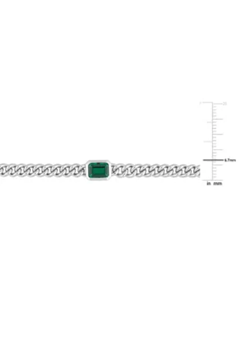 Lab Created 7/8 CT TGW Created Emerald Chain Necklace in Sterling Silver