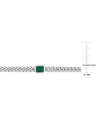 Lab Created 7/8 CT TGW Created Emerald Chain Necklace in Sterling Silver