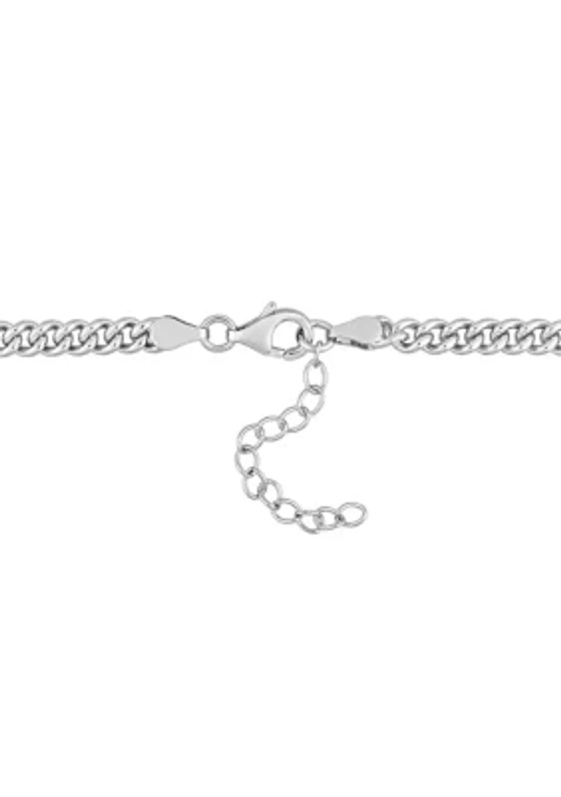 Lab Created 7/8 CT TGW Created Emerald Chain Necklace in Sterling Silver