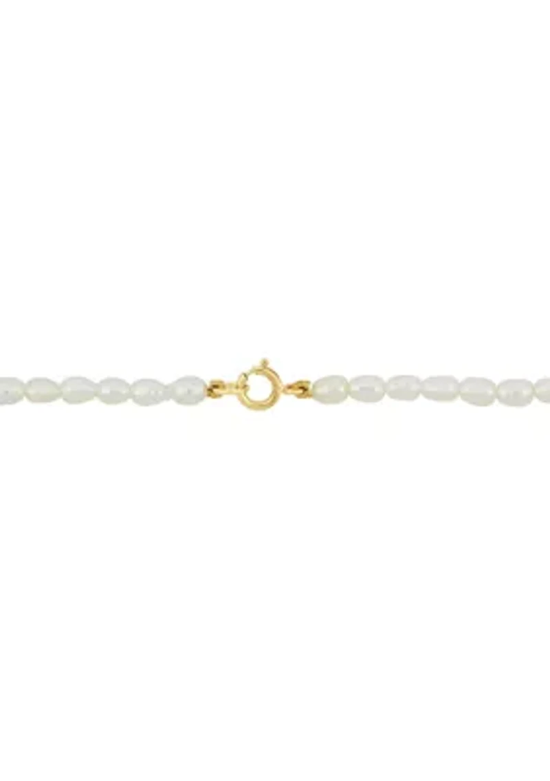 Set Of 3-4MM Freshwater Cultured Pearl Necklace, Bracelet & Earrings With 10K Yellow Gold Clasp