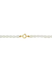 Set Of 3-4MM Freshwater Cultured Pearl Necklace, Bracelet & Earrings With 10K Yellow Gold Clasp
