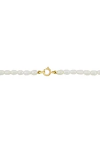 Set Of 3-4MM Freshwater Cultured Pearl Necklace, Bracelet & Earrings With 10K Yellow Gold