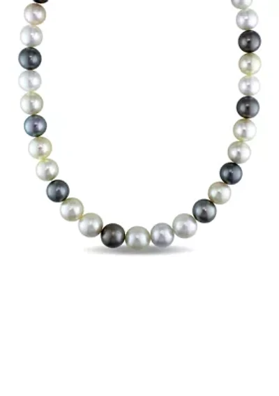 9-11 MM Multi-Colored South Sea and Tahitian Pearl Strand Necklace with 14k Yellow Gold Clasp