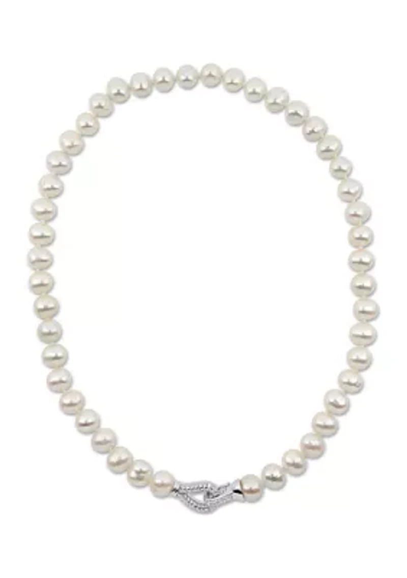 9-10 MM Freshwater Pearl Necklace in Sterling Silver