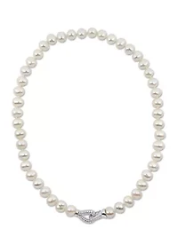 9-10 MM Freshwater Pearl Necklace in Sterling Silver