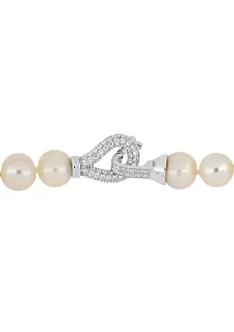 9-10 MM Freshwater Pearl Necklace in Sterling Silver