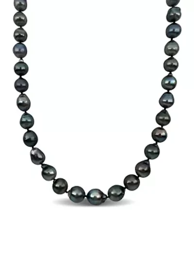 8-10MM Black Tahitian Cultured Pearl Necklace in Sterling Silver