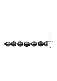 8-10MM Black Tahitian Cultured Pearl Necklace in Sterling Silver