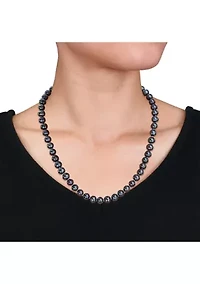 7.5-8MM Black Freshwater Cultured Pearl Strand Necklace