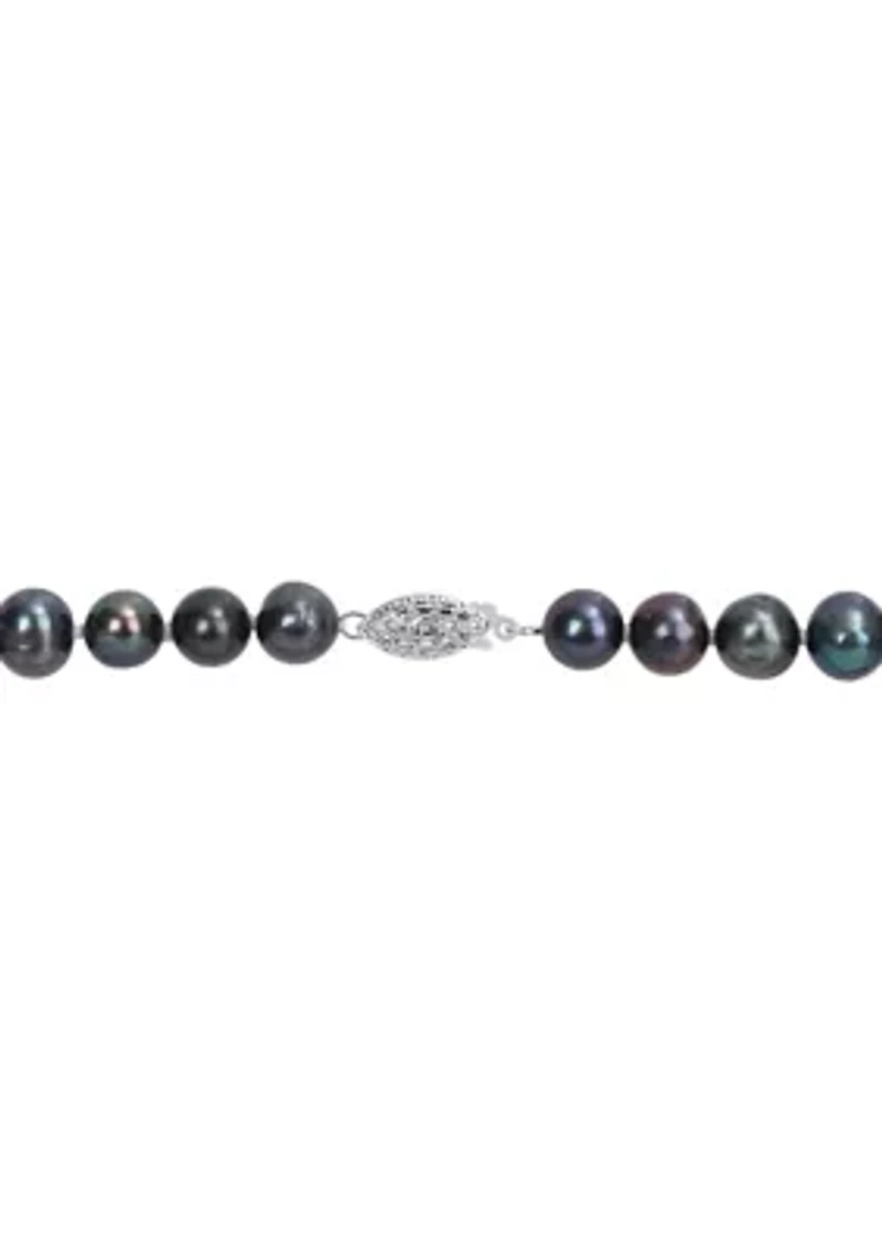 7.5-8MM Black Freshwater Cultured Pearl Strand Necklace