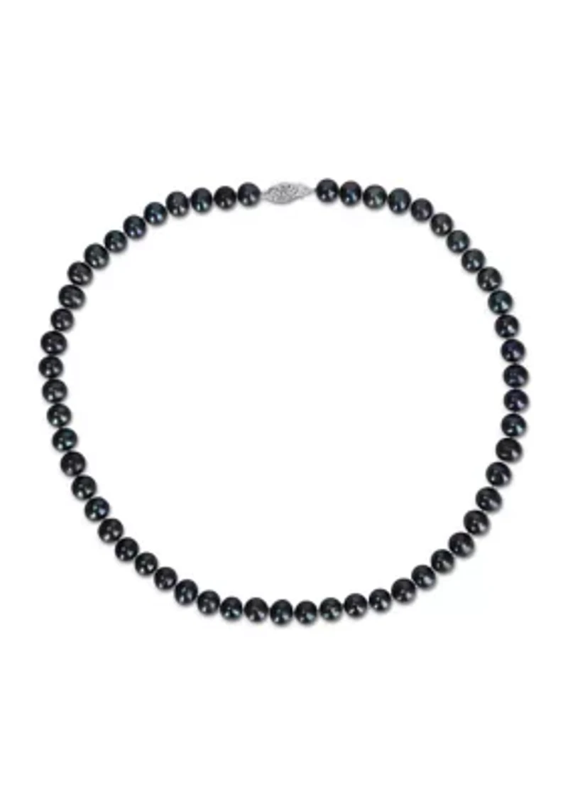 7.5-8MM Black Freshwater Cultured Pearl Strand Necklace