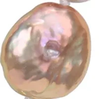 10-14MM Pink & Grey Freshwater Cultured Coin and 7-7.5MM Black Freshwater Cultured Pearl Necklace with Stertling Silver Clasp