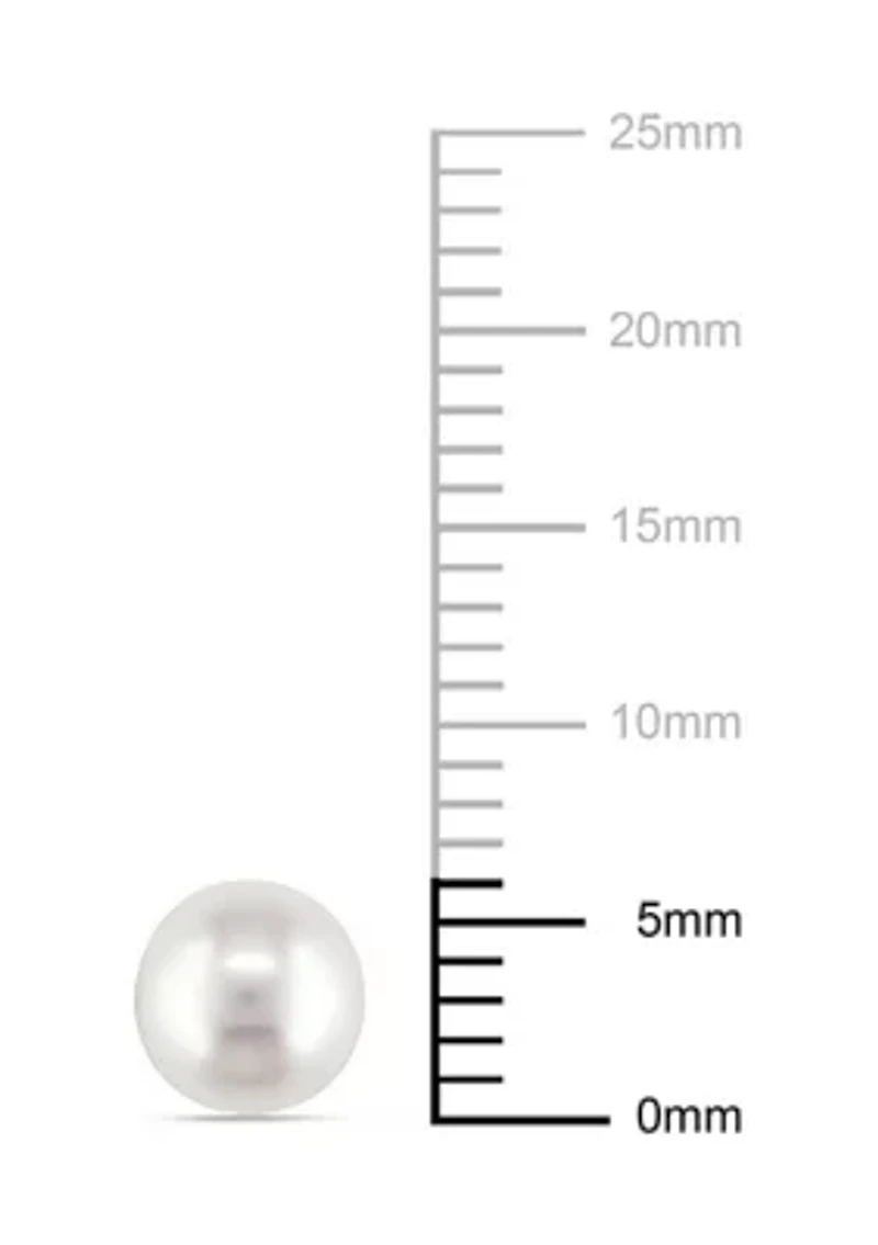 Round Cultured Freshwater White Pearl Stud Earrings in 14k Yellow Gold