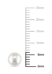 Round Cultured Freshwater White Pearl Stud Earrings in 14k Yellow Gold