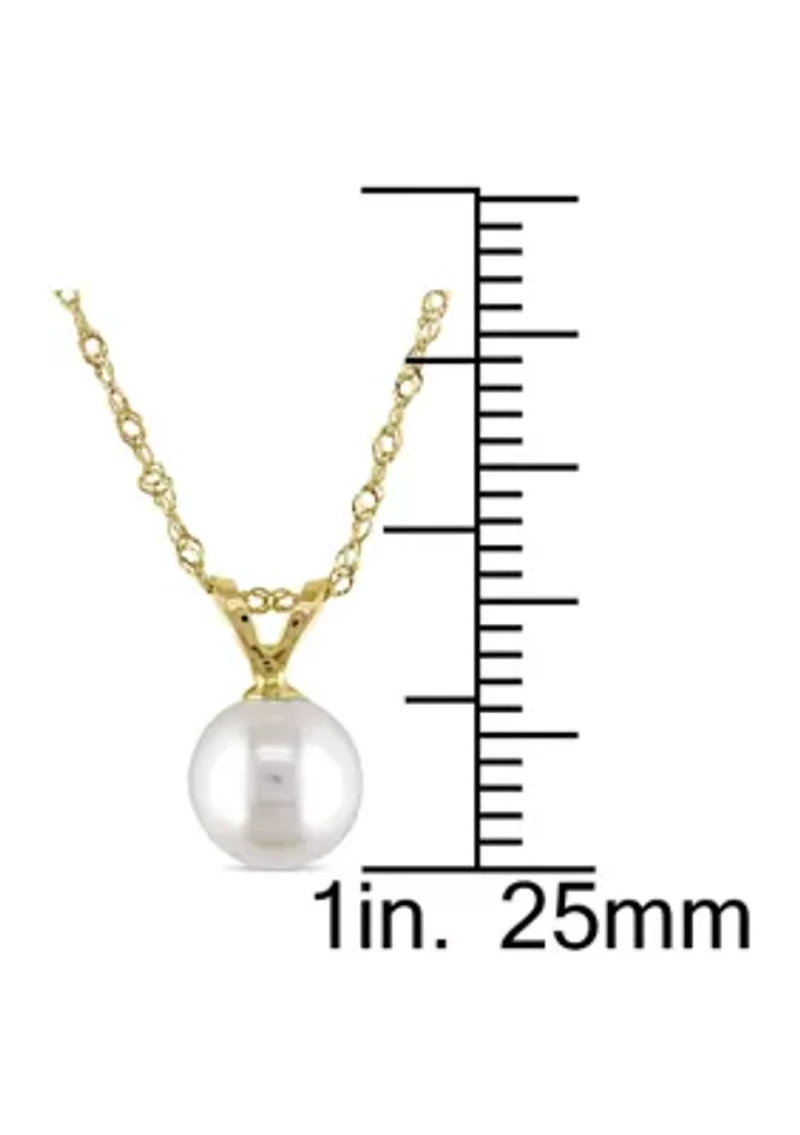 Cultured Pearl Pendant with Chain in 14k Yellow Gold