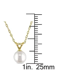 Cultured Pearl Pendant with Chain in 14k Yellow Gold