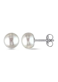 Cultured Freshwater Pearl Stud Earrings in 14k White Gold