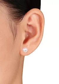 Cultured Freshwater Pearl Stud Earrings in 14k White Gold