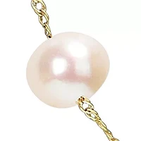 14KY 17.5" 5-6mm FW Pearl "Tin-Cup"-Style Necklace on Rope 6R Chain