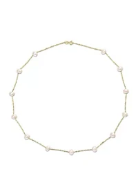 14KY 17.5" 5-6mm FW Pearl "Tin-Cup"-Style Necklace on Rope 6R Chain