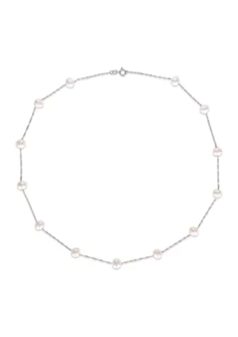 5.5-6mm Freshwater Cultured Pearl Station Necklace in 10k White Gold