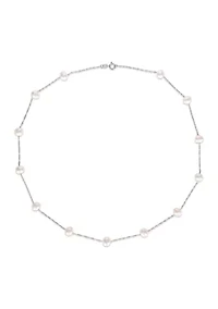 5.5-6mm Freshwater Cultured Pearl Station Necklace in 10k White Gold