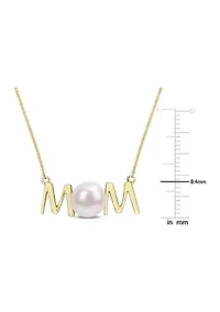 7-7.5mm Cultured Freshwater Pearl Sentimental Mom Necklace in 10k Yellow Gold
