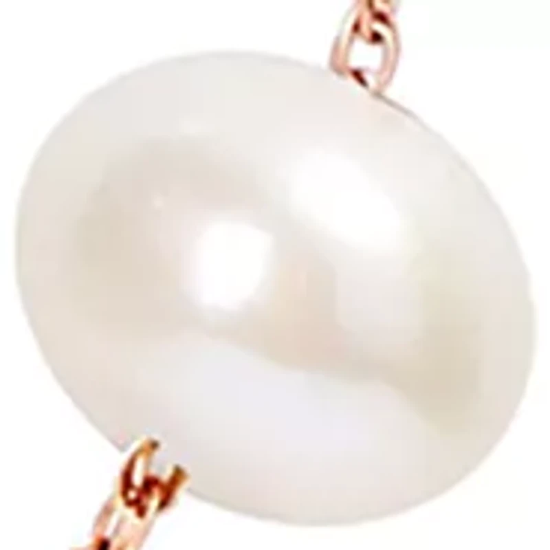 5.5-6mm Freshwater Cultured Pearl Tin-Cup Necklace in 10k Rose Gold