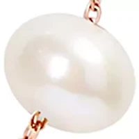 5.5-6mm Freshwater Cultured Pearl Tin-Cup Necklace in 10k Rose Gold