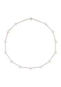 5.5-6mm Freshwater Cultured Pearl Tin-Cup Necklace in 10k Rose Gold