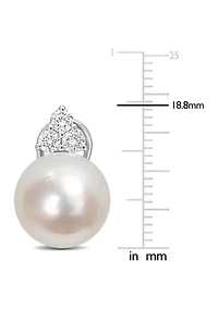12-12.5mm South Sea Cultured Pearl and 5/8 CT TW Diamond Clip-Back Earrings in 14k White Gold