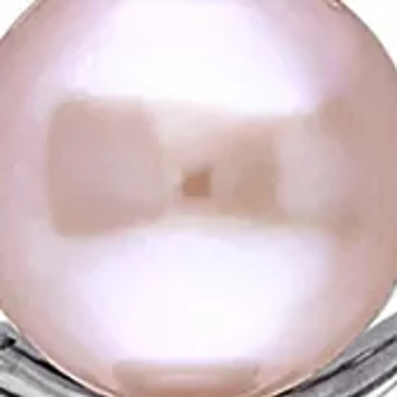 2-Pc Set of Dyed Grey, Pink and White Cultured Freshwater Pearl and Diamond Drop Earrings and Pendant With Chain in Sterling Silver