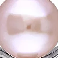 2-Pc Set of Dyed Grey, Pink and White Cultured Freshwater Pearl and Diamond Drop Earrings and Pendant With Chain in Sterling Silver