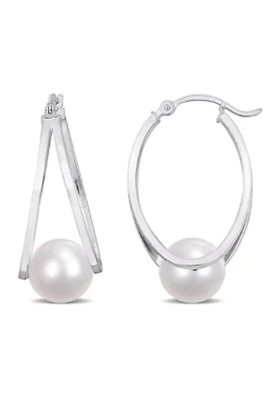 8 - 8.5 mm Freshwater Cultured Pearl Earrings in Sterling Silver