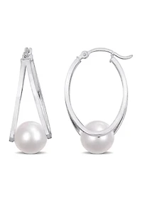 8 - 8.5 mm Freshwater Cultured Pearl Earrings in Sterling Silver