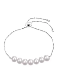 7.5-8mm Freshwater Cultured Pearl Adjustable Bolo Bracelet in Sterling Silver