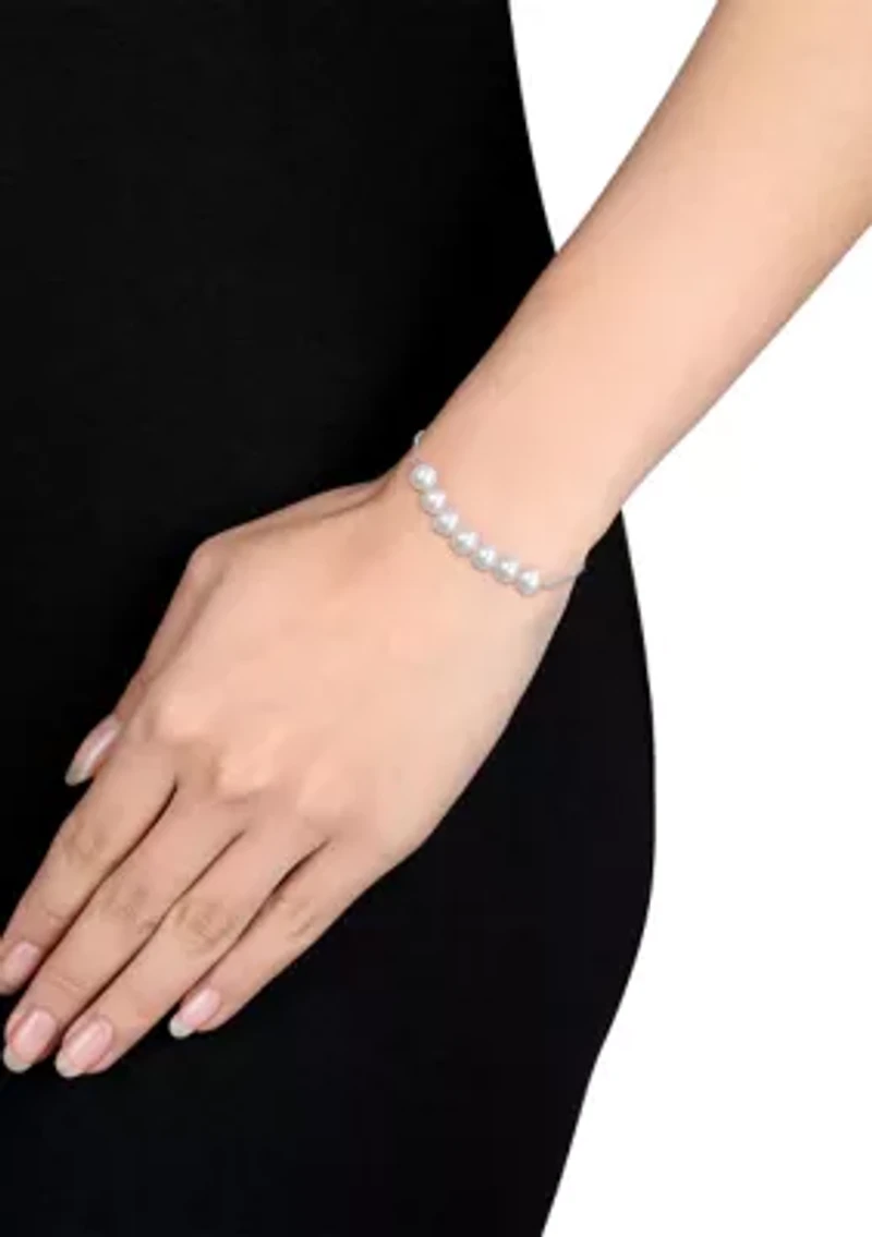 7.5-8mm Freshwater Cultured Pearl Adjustable Bolo Bracelet in Sterling Silver