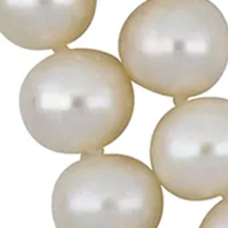 7-8MM Freshwater Cultured Pearl 2-Strand Necklace with Cubic Zirconia Clasp in Sterling Silver, 17"