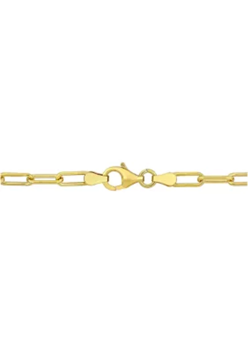 13-14mm Freshwater Cultured Pearl 3.5mm Paperclip Link Bracelet in 18k Yellow Gold Plated Sterling Silver