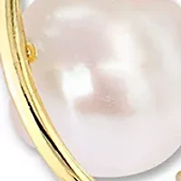 8-8.5mm Freshwater Pearl & 1/10 CT TGW Cubic Zirconia Bracelet in Yellow Plated Sterling Silver