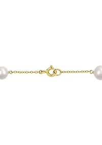 6.5-8.5 MM Cultured Freshwater Pearl Station Bracelet in Yellow Plated Sterling Silver