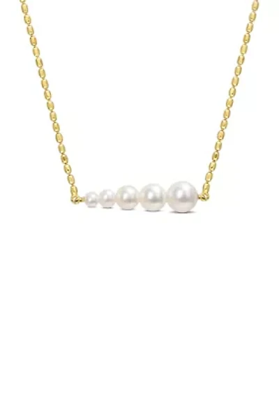 Freshwater Cultured Pearl Graduated Bar necklace in 18k Yellow Gold Plated Sterling Silver