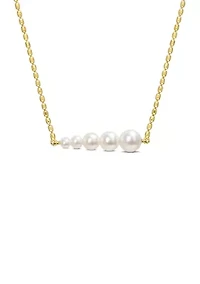 Freshwater Cultured Pearl Graduated Bar necklace in 18k Yellow Gold Plated Sterling Silver