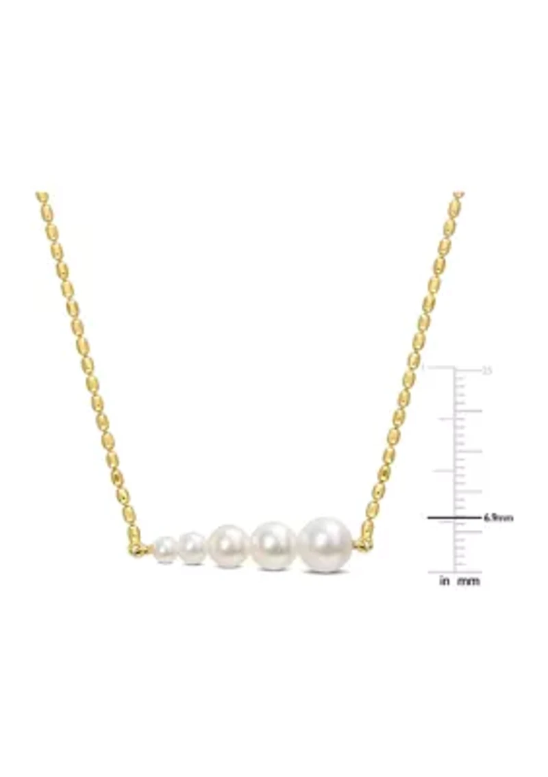 Freshwater Cultured Pearl Graduated Bar necklace in 18k Yellow Gold Plated Sterling Silver