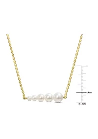 Freshwater Cultured Pearl Graduated Bar necklace in 18k Yellow Gold Plated Sterling Silver