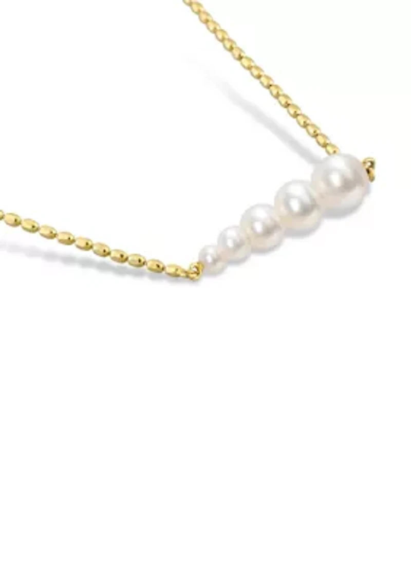 Freshwater Cultured Pearl Graduated Bar necklace in 18k Yellow Gold Plated Sterling Silver