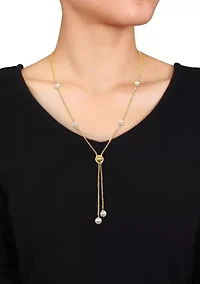 6-7mm Cultured Freshwater Pearl Tassel Necklace in 18k Yellow Gold Plated Sterling Silver