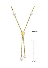 6-7mm Cultured Freshwater Pearl Tassel Necklace in 18k Yellow Gold Plated Sterling Silver