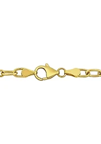6-7mm Cultured Freshwater Pearl and Oval Disc Station Chain Necklace in 18k Yellow Gold Plated Sterling Silver